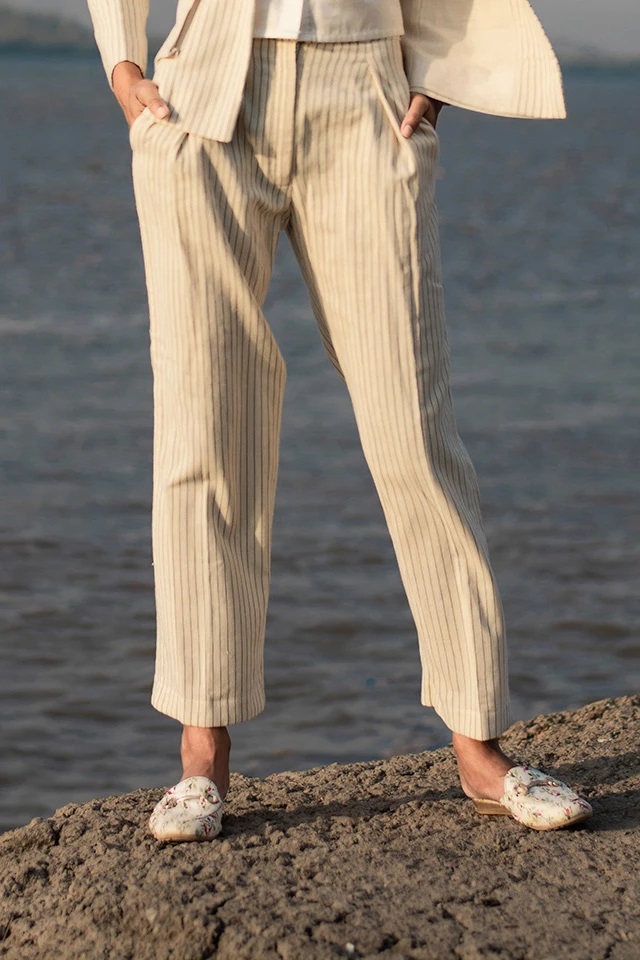 Single-pleat, wool and cashmere seersucker trousers | GIORGIO ARMANI Man